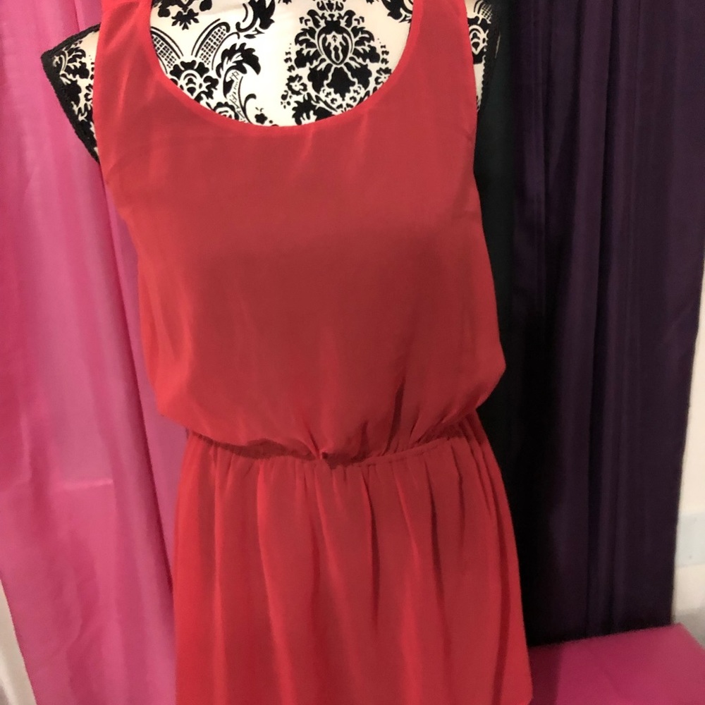 Issi Coral Chiffon Elastic Waist Dress Size L